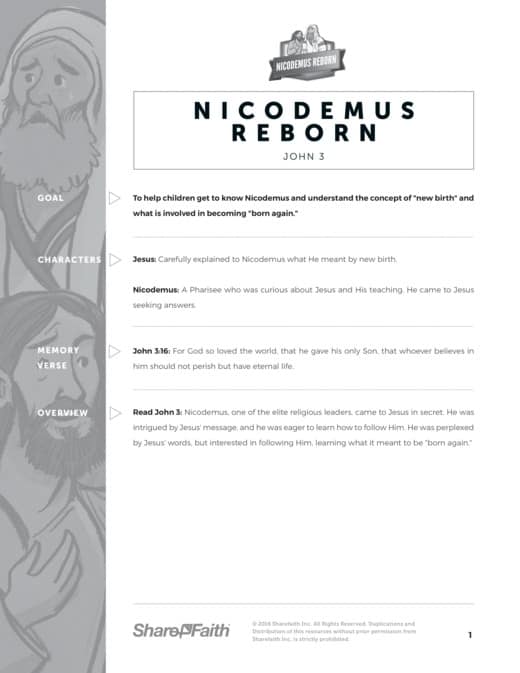 John 3 Nicodemus Sunday School Curriculum