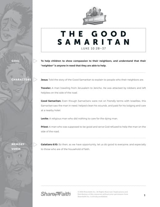 Luke 10 Good Samaritan Sunday School Curriculum