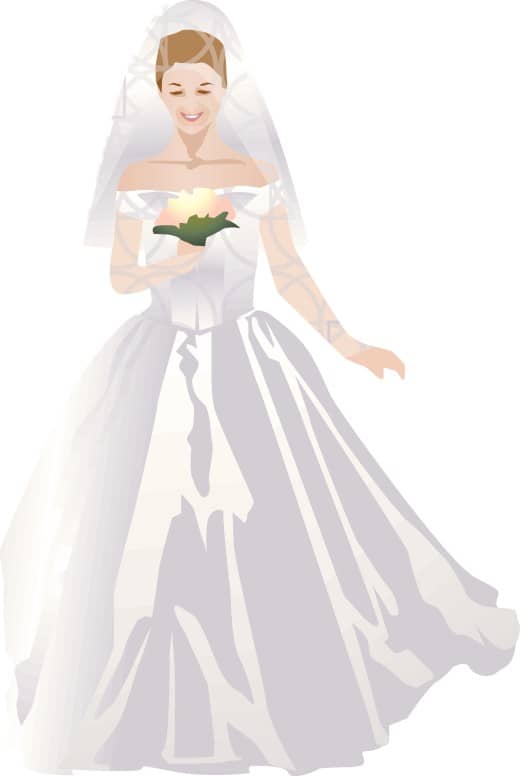 Smiling Bride Begins the Processional