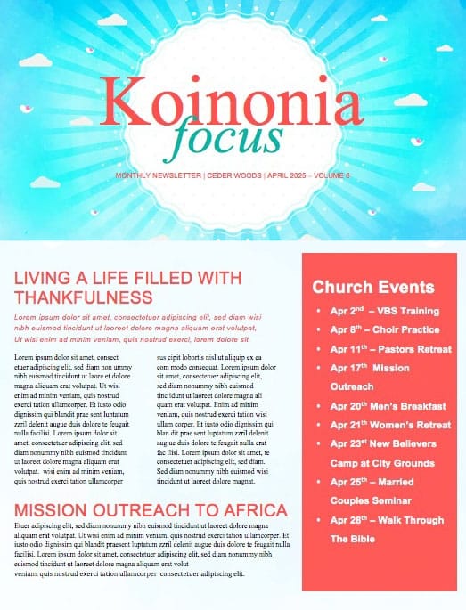 Happy Mother's Day Spring Church Newsletter