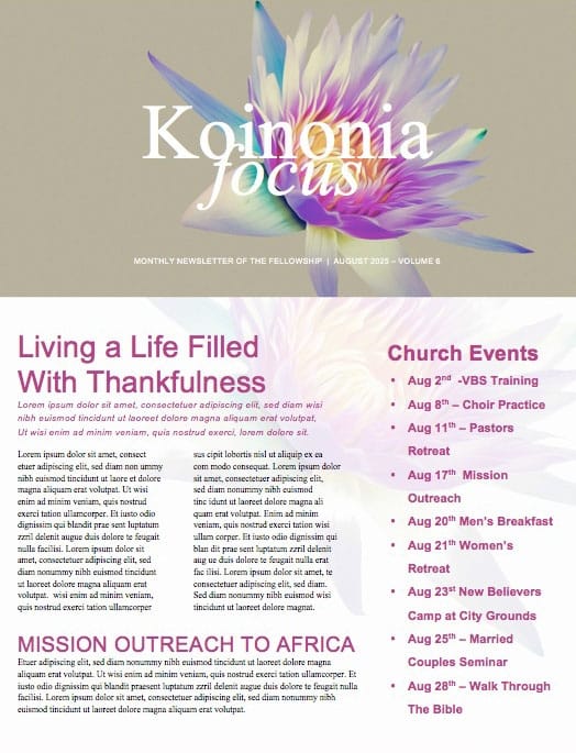 Generosity Sermon Series Newsletter Template