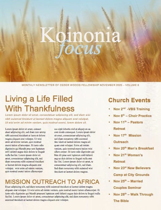 Thanksgiving Harvest Church Newsletter Template