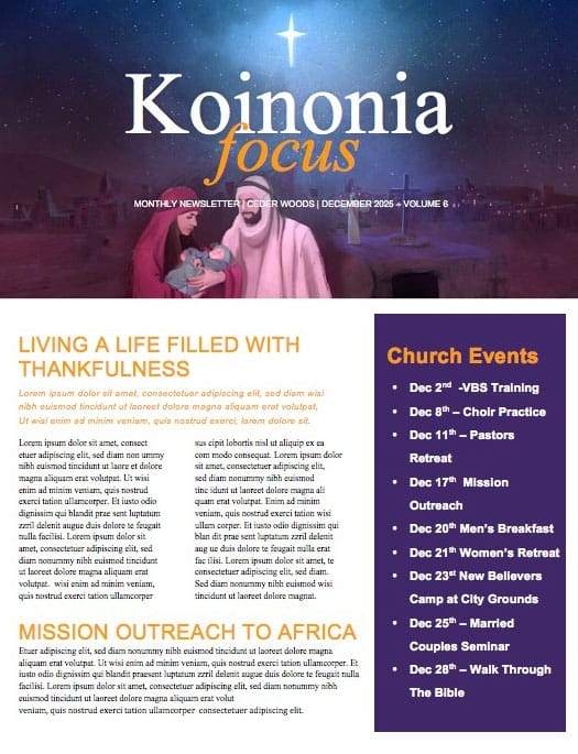 A Savior is Born Christmas Church Newsletter