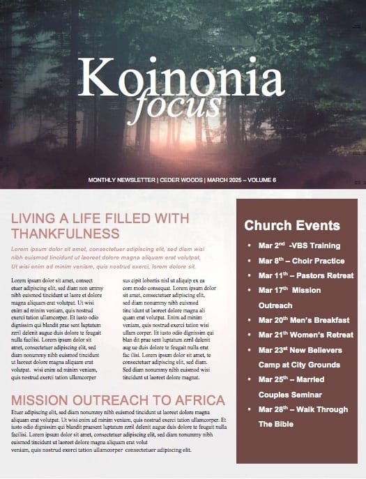 I Will Fear No Evil Church Newsletter