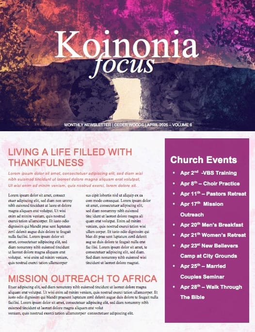 Empty Tomb Of Jesus Easter Newsletter Template