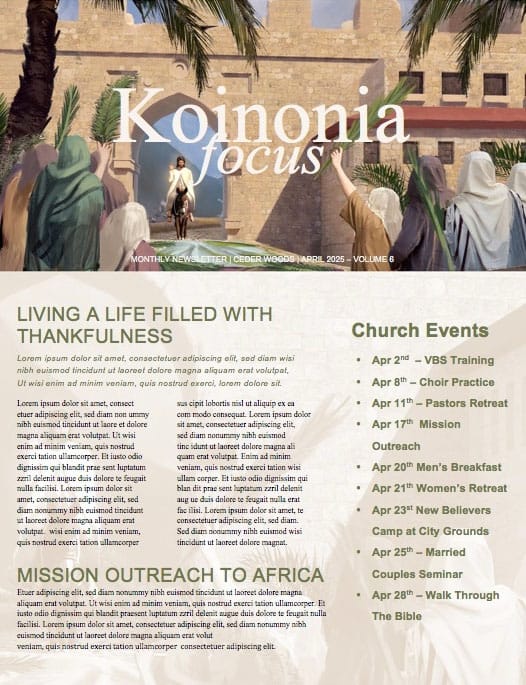 Palm Sunday Hosanna In The Highest Newsletter