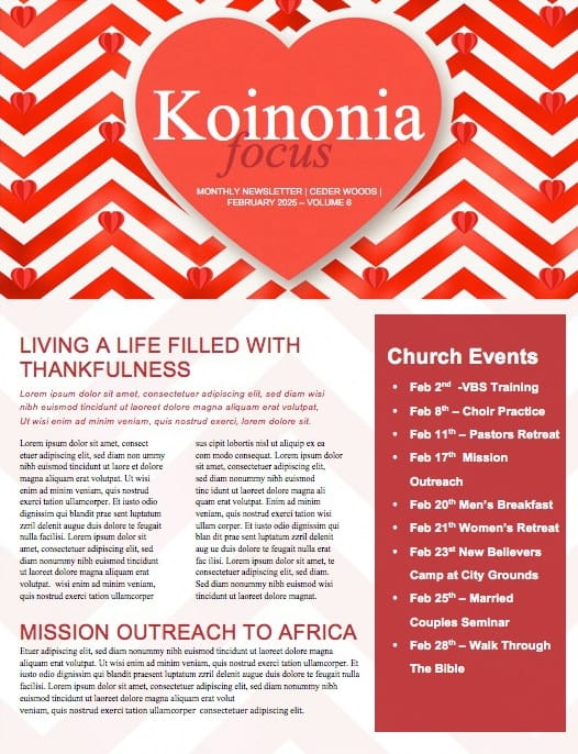Valentine's Day Chevron Newsletter Template