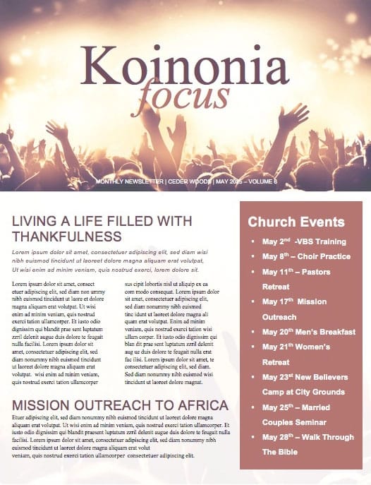 National Day of Prayer Worship Church Newsletter