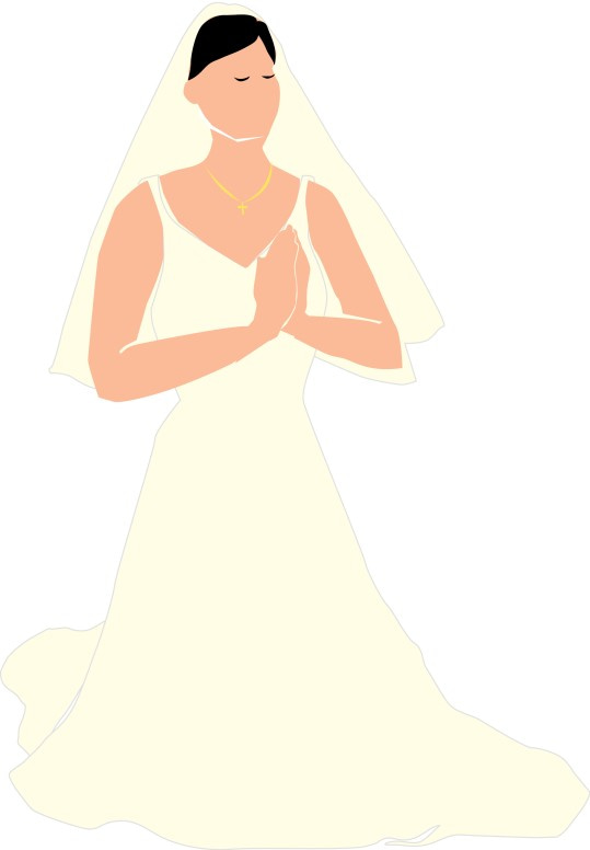 Bride Prays at the Altar