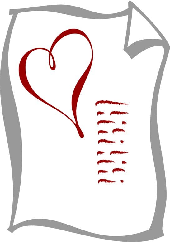 Note with Heart and Written Message