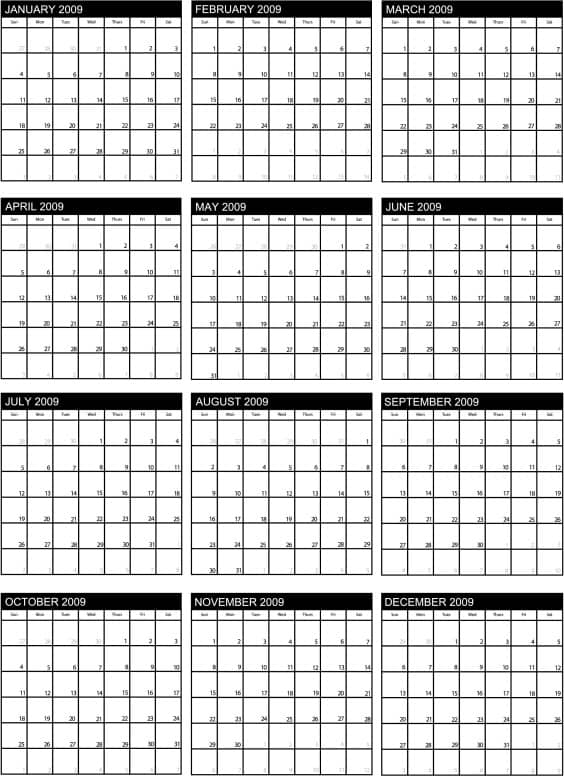 Full Year 2009 Calendar