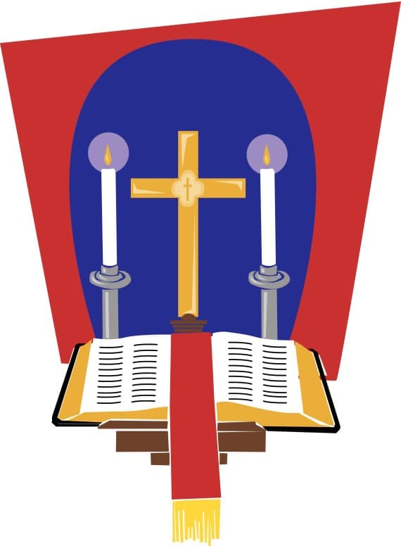 Holy Bible on Lectern in front of Cross