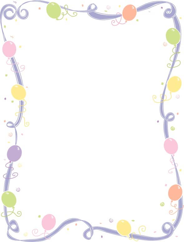 Faded Whimsical Ribbon and Balloon Frame