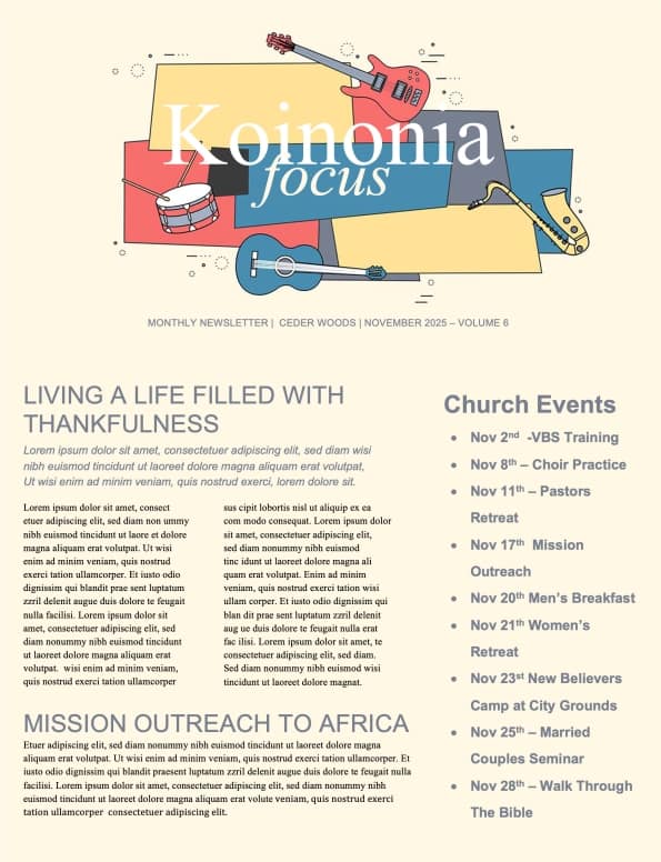 Make a Joyful Noise Newsletter Template