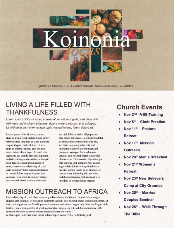 We Are Grateful Newsletter Thanksgiving