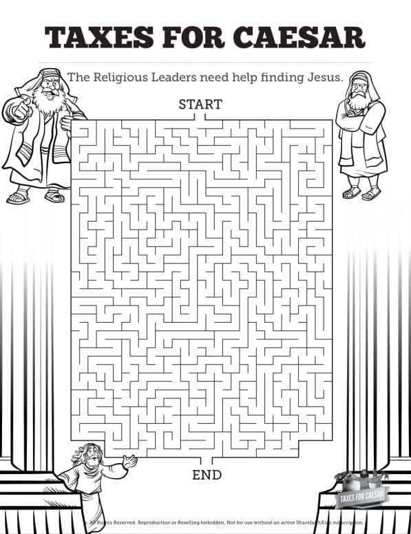 Luke 20 Taxes For Caesar Bible Mazes