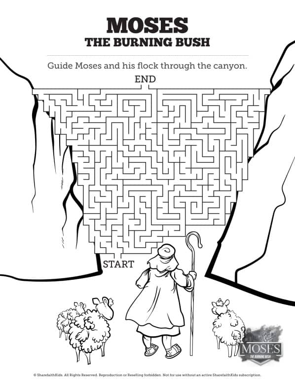 Exodus 3 Moses and the Burning Bush Bible Mazes