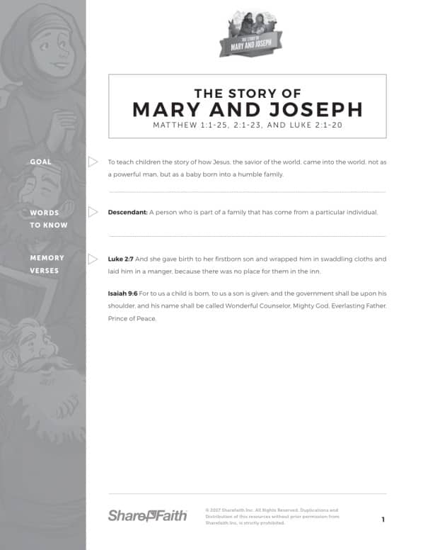 Luke 2 Mary and Joseph Christmas Story Curriculum