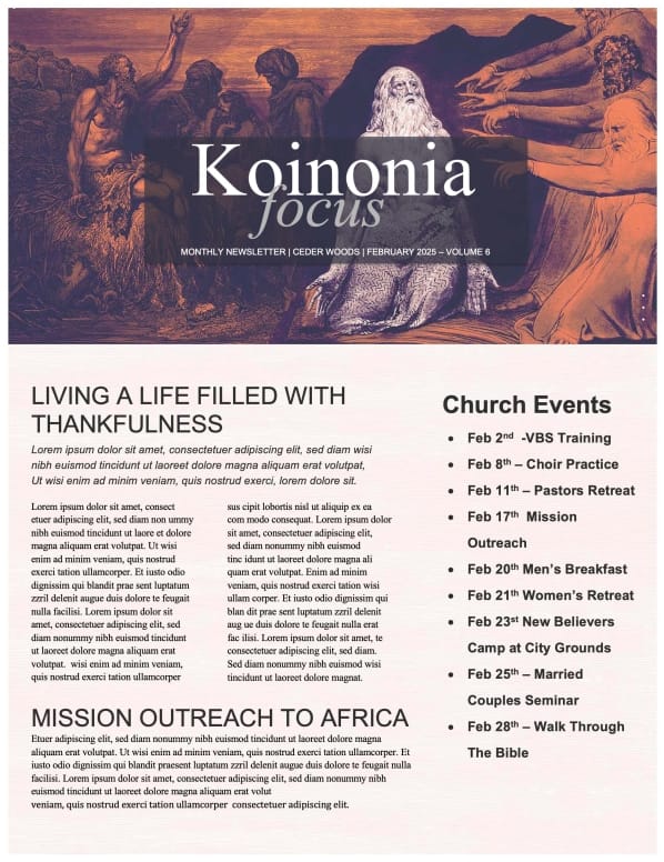 The Book of Job Church Newsletter