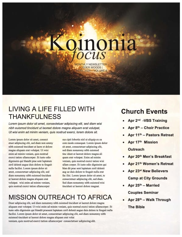 Church Newsletter Glorious Day Easter Church Graphics