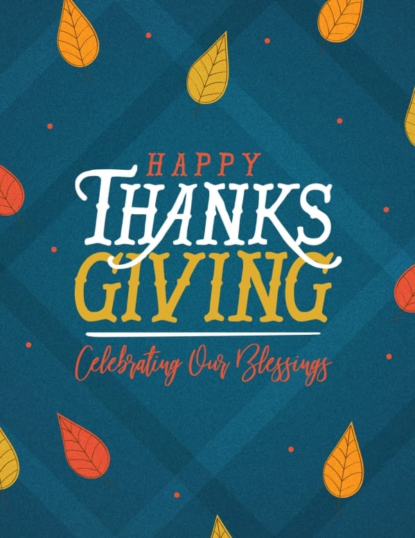Celebrating Our Blessings Thanksgiving Church Flyer