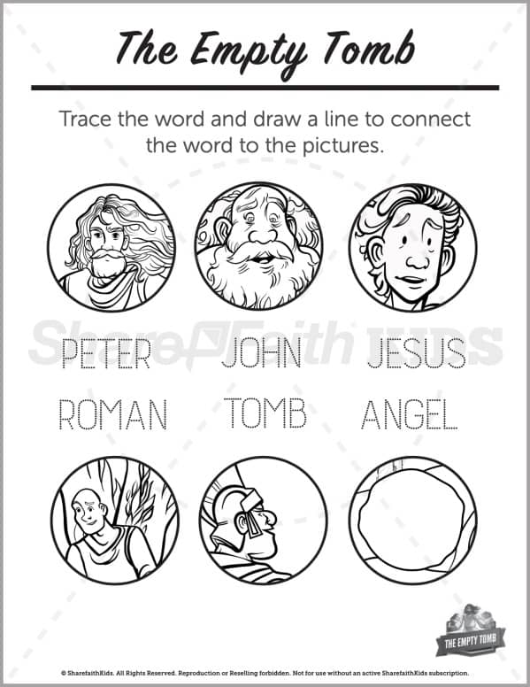 John 20 The Empty Tomb Preschool Word Picture Match