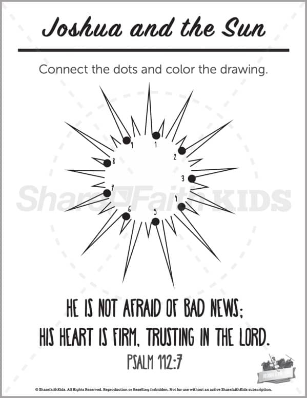 Joshua 10 Joshua and the Sun Preschool Dot to Dot