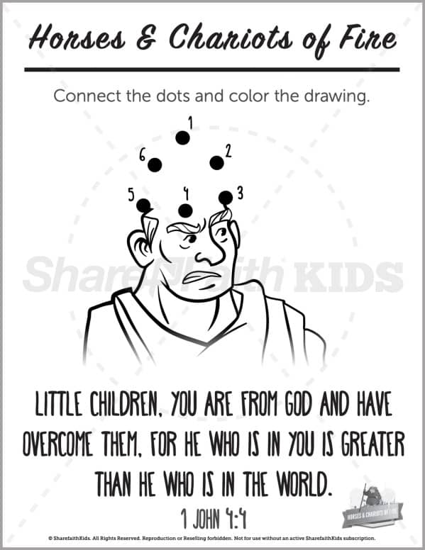 2 Kings 6 Horses and Chariots of Fire Preschool Dot to Dot