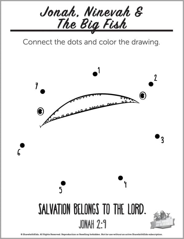 Jonah and the Whale Preschool Dot to Dot