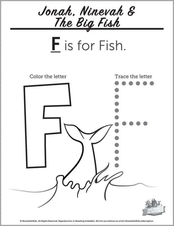 Jonah and the Whale Preschool Letter Coloring