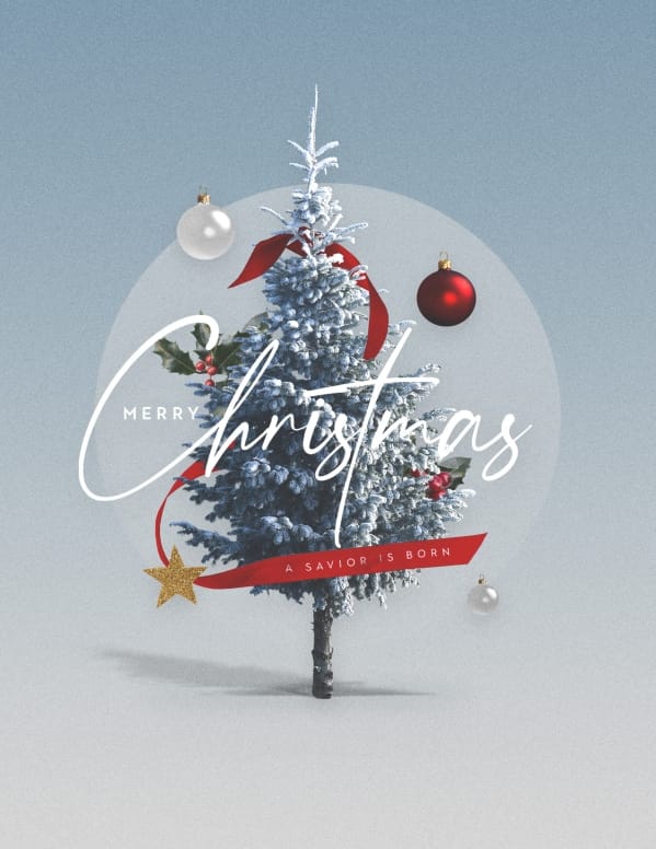 Merry Christmas White Christmas Church Flyer