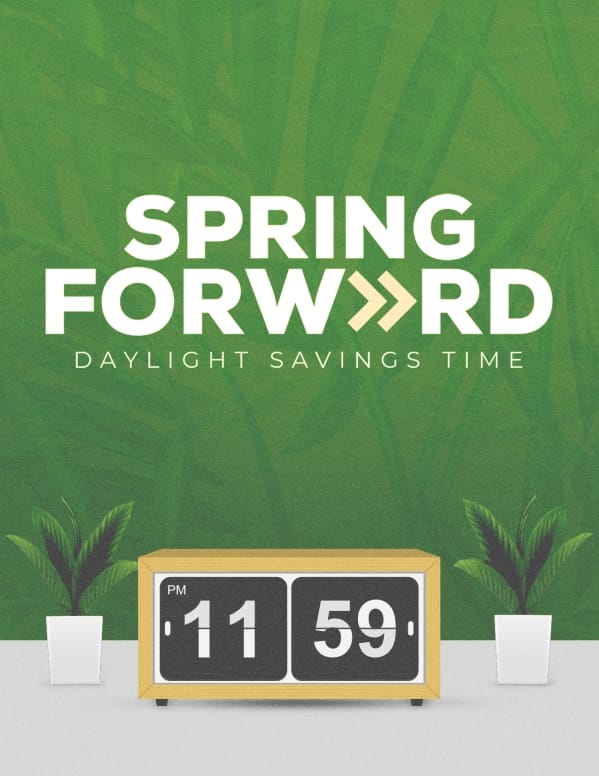 Spring Forward Green Church Flyer