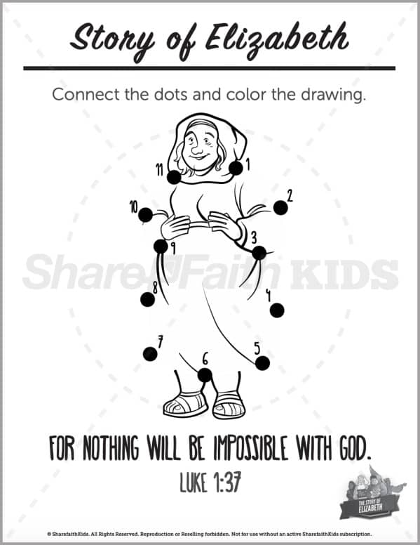 Luke 1 The Story of Elizabeth Preschool Dot to Dot