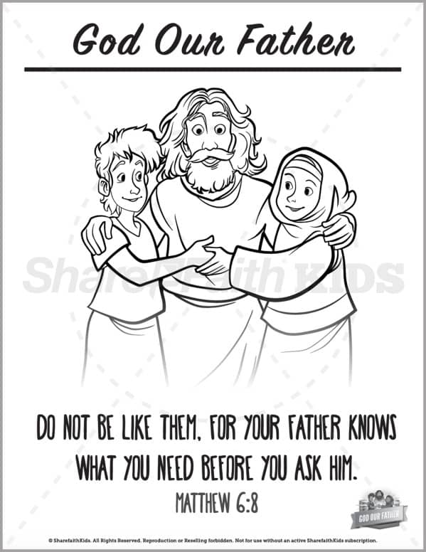 Matthew 6 God Our Father Preschool Coloring Pages