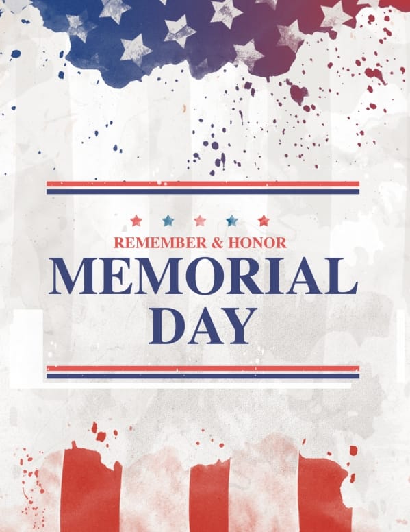 Memorial Day Flag Church Flyer