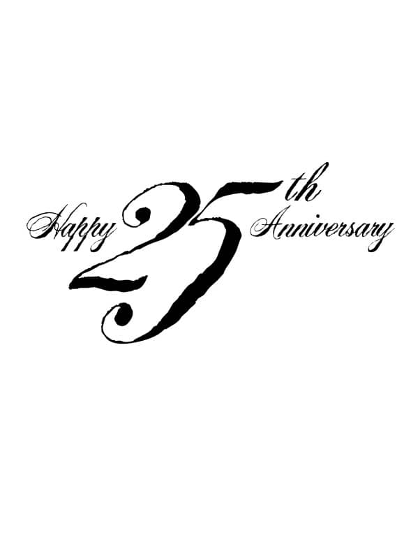 Black 25th Anniversary Wordart