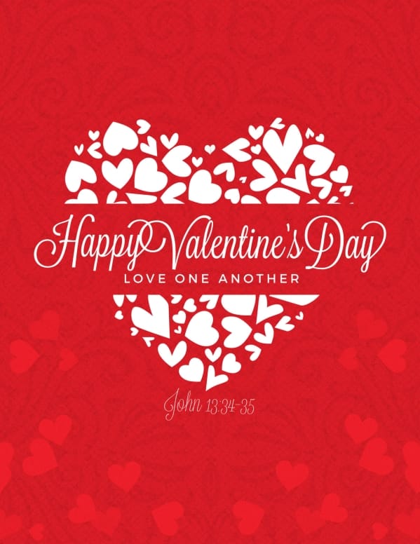 Happy Valentine's Day Love One Another Church Flyer