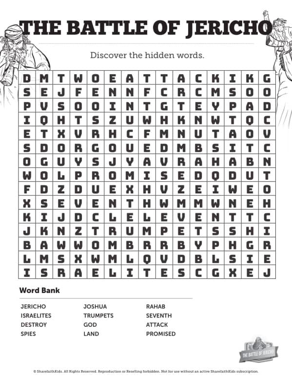 The Battle of Jericho Bible Word Search Puzzles