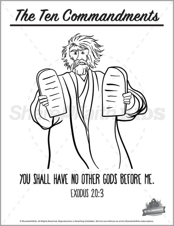 Exodus 20 The Ten Commandments Preschool Coloring Pages