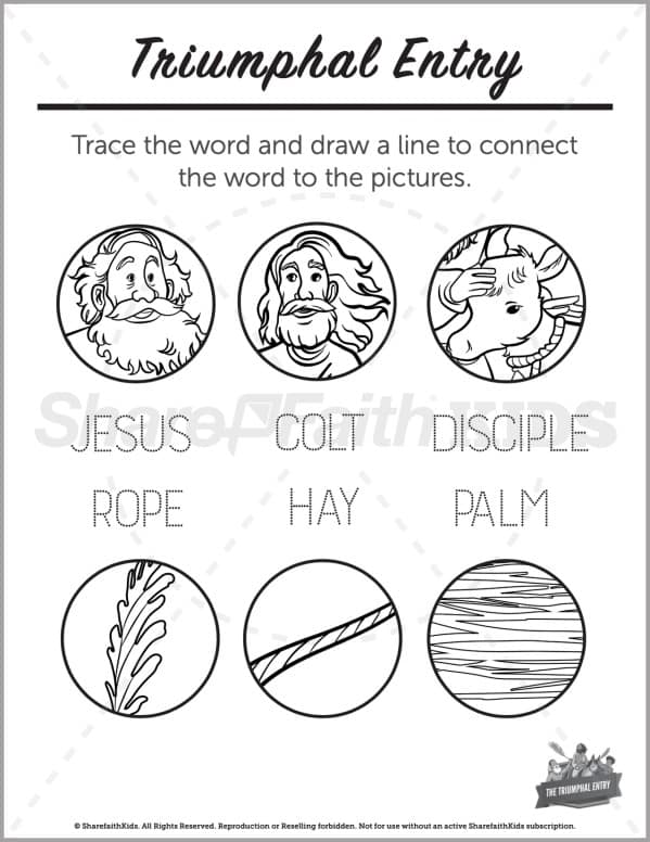 Luke 19 Triumphal Entry Preschool Word Picture Match