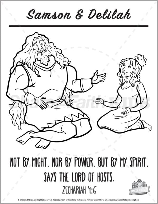 Judges 16 Samson and Delilah Preschool Coloring Pages