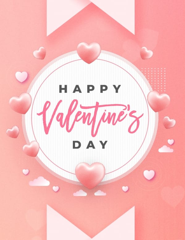 Valentine's Day Pink Church Flyer