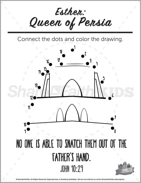 The Story of Esther Preschool Dot to Dot