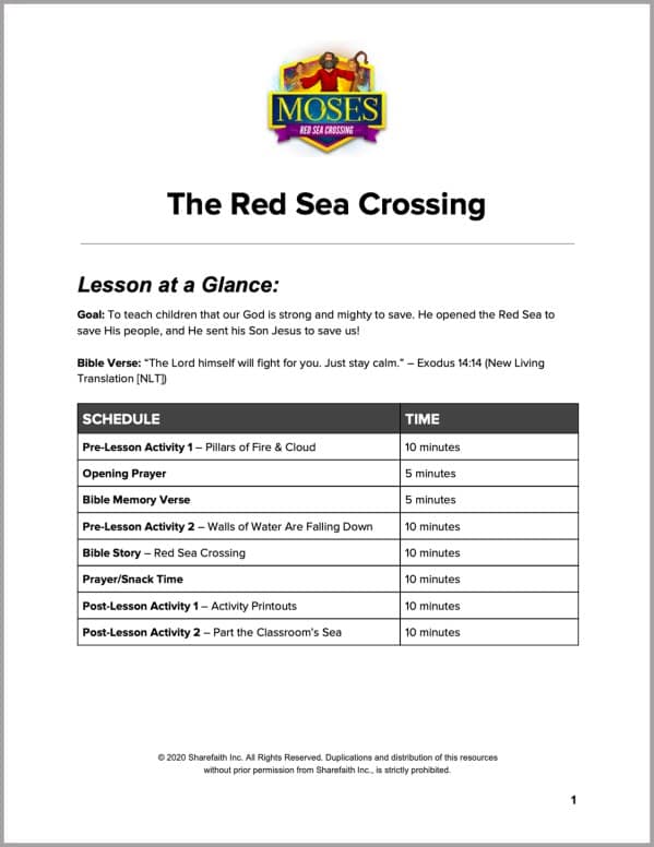 Exodus 12 The Red Sea Crossing Preschool Curriculum
