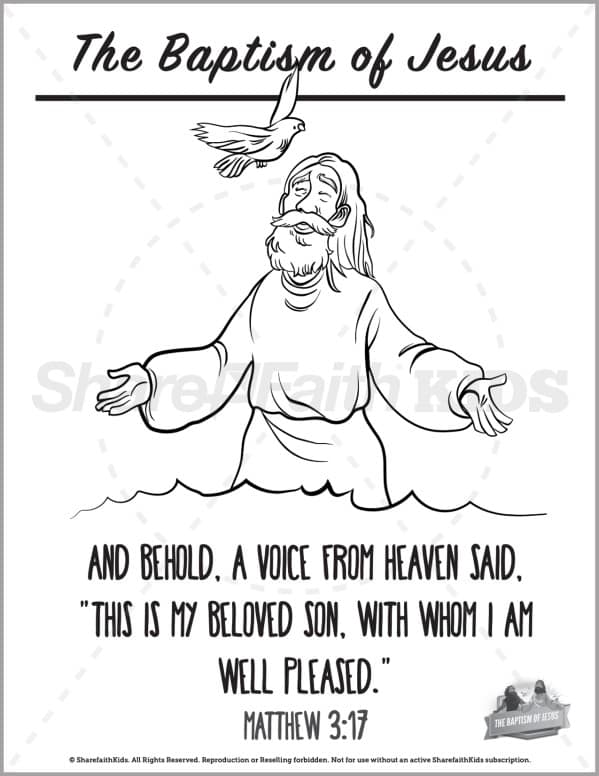 Matthew 3 The Baptism of Jesus Preschool Coloring Pages