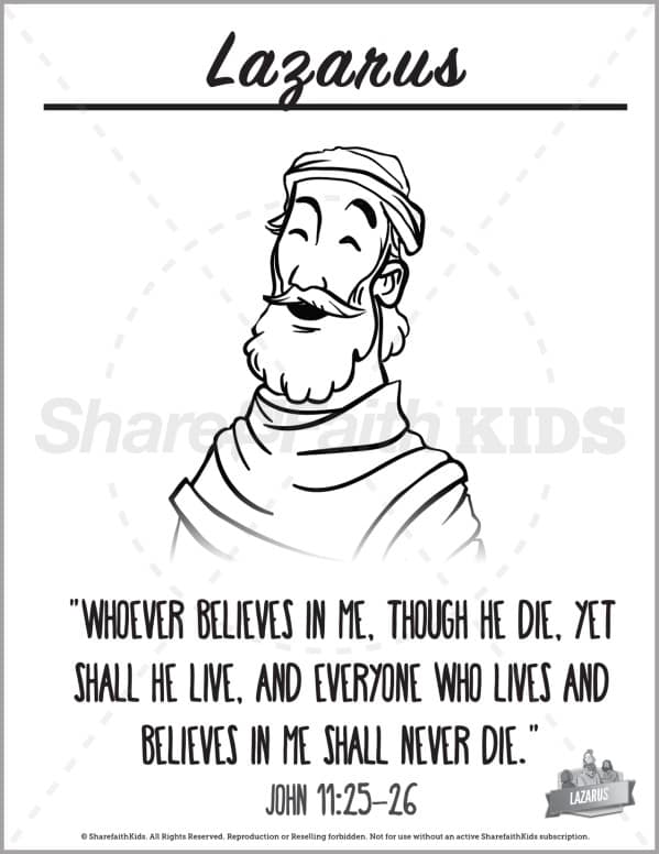 John 11 The Story of Lazarus Preschool Coloring Pages