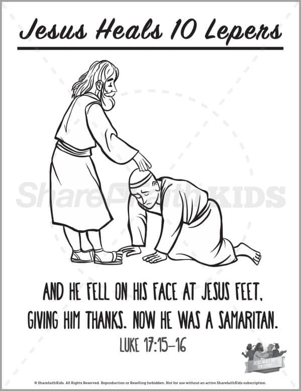 Luke 17 Jesus Heals 10 Lepers Preschool Coloring Pages