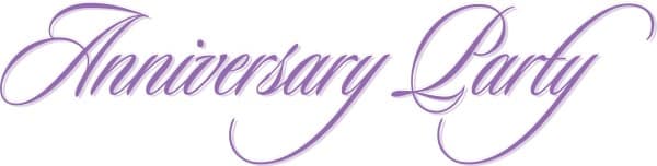 Purple Anniversary Party Flowing Script