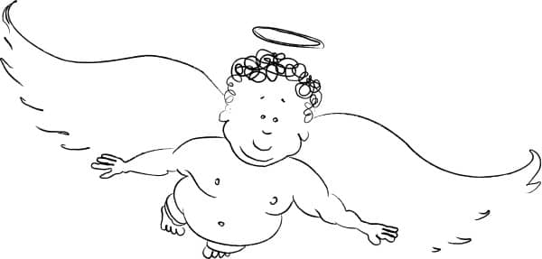 Black and white Friendly Cherub