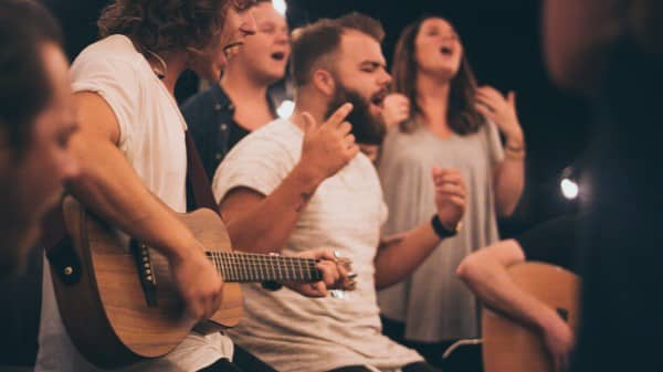 Youth Group Worship Christian Stock Photo